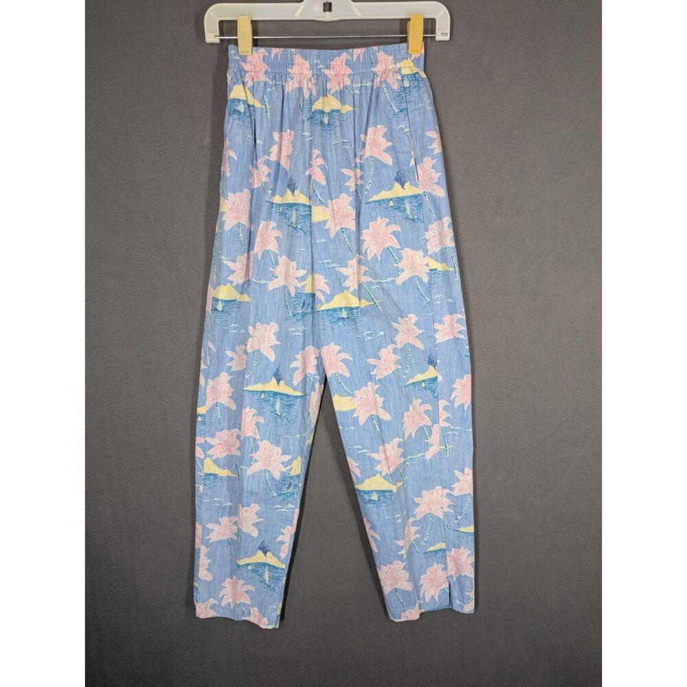 VTG Reyn Spooner Womens S Two Piece Set Hawaiian Blue Floral Print Aloha 60s 70s - Picture 3 of 15